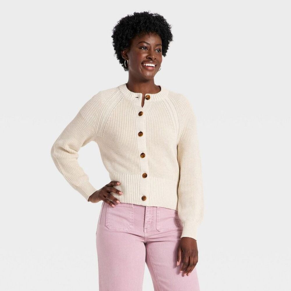 Women's Iconic Cotton Cardigan - Universal Thread Oatmeal XS